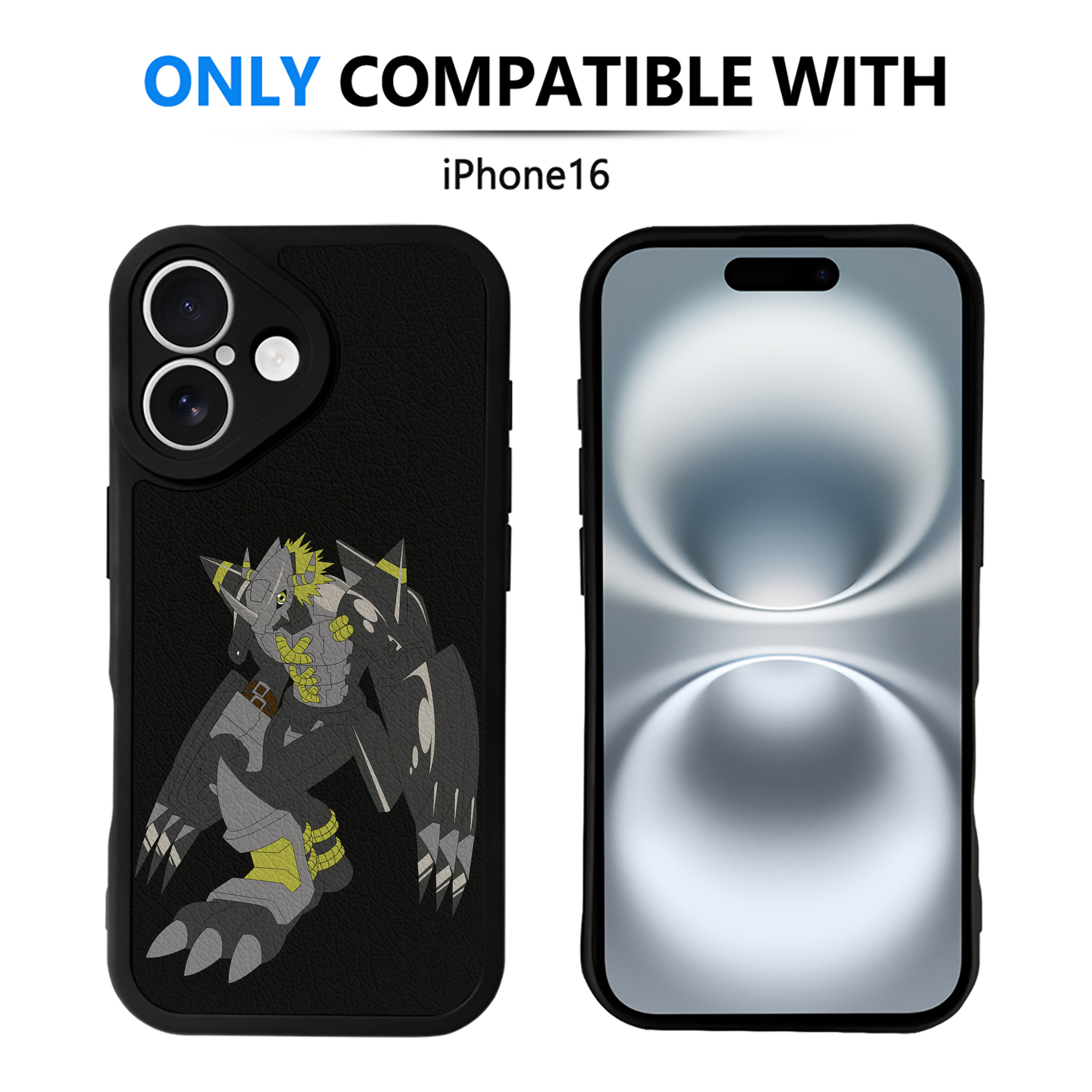 （画像用） Digimon デジタルモンスター/デジモン 【iPhone 16シリーズ対応】シリコンスマホケース（レザー調） 材質：シリコン